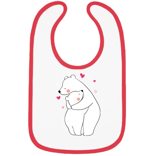 Cute Mama and Baby Bear Cub Hugging Mothers Day Bibs