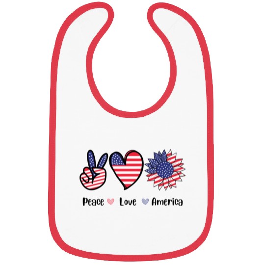 Peace Love America 4th July Gift Bibs Design