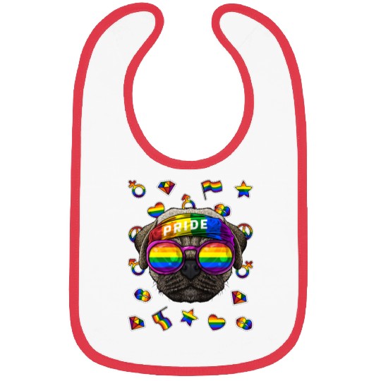 LGBT Pug Gay Pride Month Dog Rainbow Lesbian Bibs