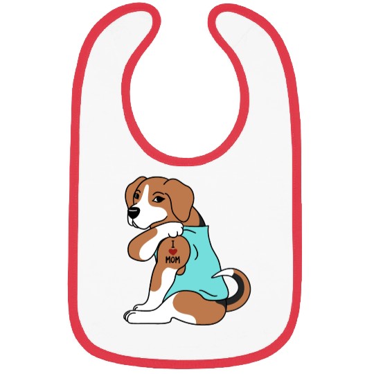 I Love Mom Tattoo Beagle Bibs