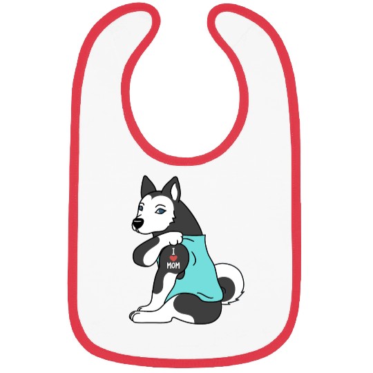 I Love Mom Tattoo Husky Bibs