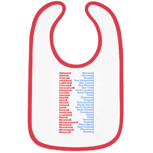 Patriotic Fifty States Red White Blue Bibs