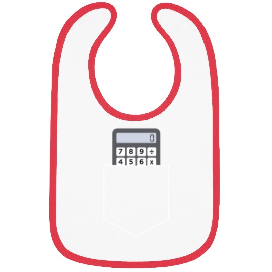 Math Teacher Pocket with calculator funny nerd Bibs