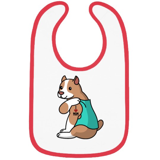 I Love Mom Tattoo Pit Bull Bibs