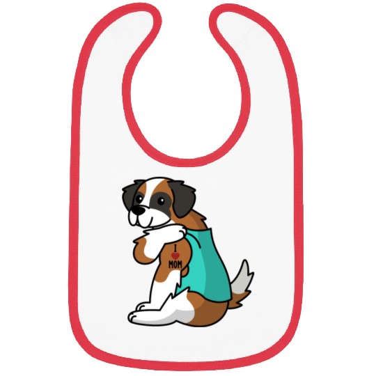 I Love Mom Tattoo Saint Bernard Bibs