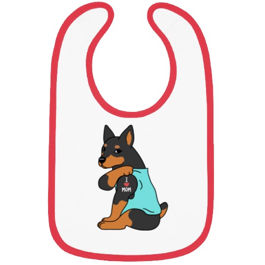 I Love Mom Tattoo Miniature Pinscher Bibs