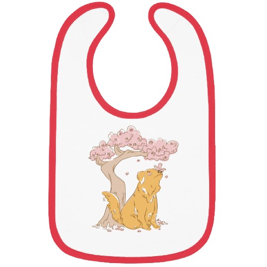Dog With Sakura Tree Bibs