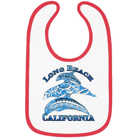 Long Beach California Vacation Tribal Dolphins Bibs