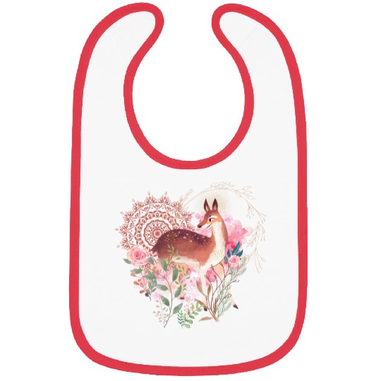 Sweet Deer In Wild Spring Bibs
