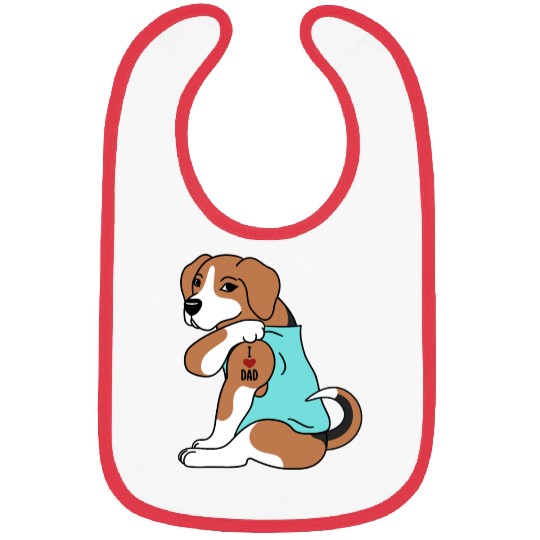 I Love Dad Beagle Bibs