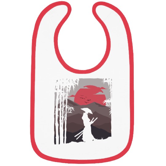 Artistic Samurai Sunset Bushido Nature Japanese Bibs