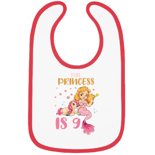 Birth Born Age 9 Years Old Pretty Mermaid Unicorn Bibs