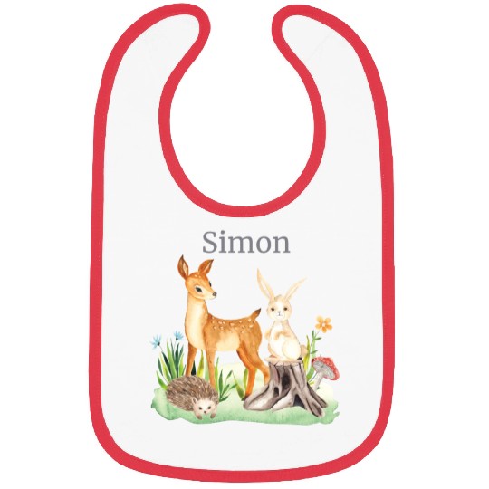 Waldtier Waldtier Reh Hase Hedgehog Flowers Name Bibs