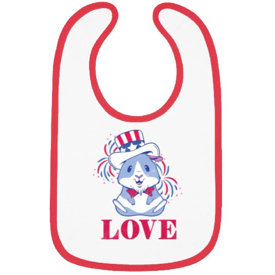 Love America American Pig Guinea USA 4th Of July Bibs