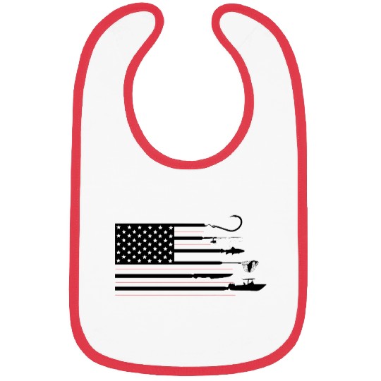 American Flag and Fishing Combined Bibs