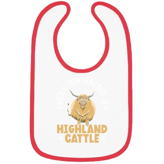 Easily Distracted By Highland Cattle Cow Farmer Bibs