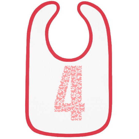 Kids Butterflies Number Four 4 Year Old Birthday Bibs