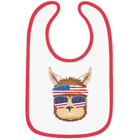 Cute Llama America American Flag Happy 4th Of July Bibs