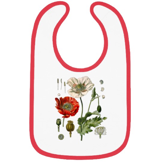 Red Poppy flower Botanical Poppies Red Poppy Bibs