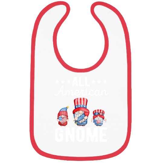 All American Gnome Men Women 4th of July US Bibs