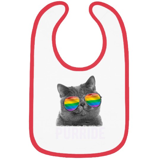 Cat Gay Pride LGBT Sunglasses Rainbow Flag Bibs