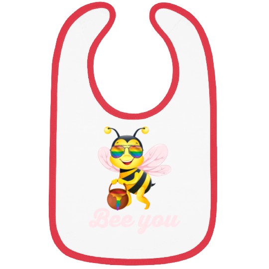 Cute Bee LGBT Gay Lesbian Pride Rainbow Honey Bibs