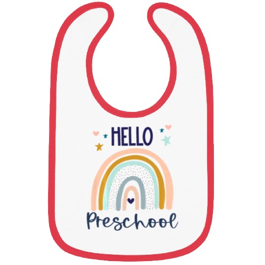 Kids Hello Preschool Retro Rainbow Teacher Toddler Bibs