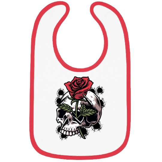 Bullets and Skull Roses Aesthetic Dripping Pattern Bibs