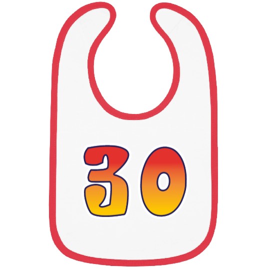 Number 30 Red - Orange Design Bibs