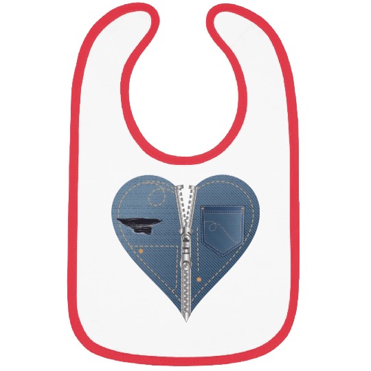 light blue heart in jeans look with zipper Bibs