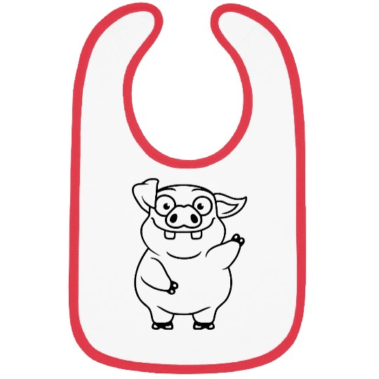 cartoon waving funny pig Bibs