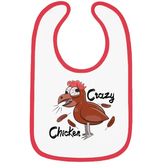 Crazy Shocked Farm Chicken Funny Cartoon Brown Bibs