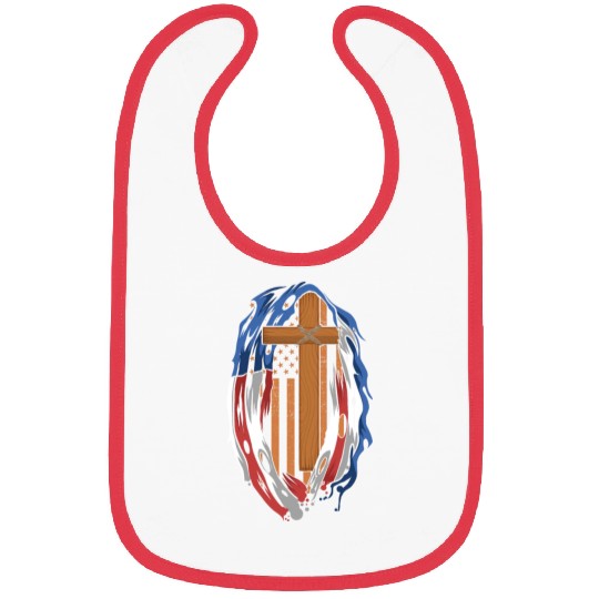 American Flag Jesus Cross Religious US Bibs