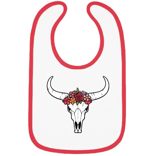 Floral bull skull Bibs