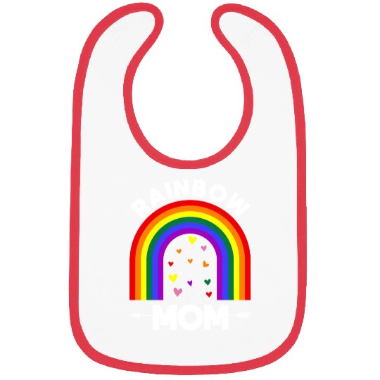 Rainbow Proud Mom Colorful Heart LGBTQ Bibs