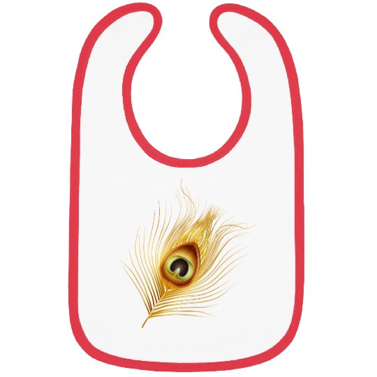 hand drawn gold colored peacock feather Bibs