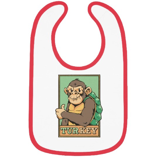 TURKEY = TURTLE + MONKEY FUNNY ANIMALS Bibs