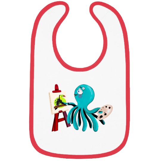 Artistic Octopus Painting A Toucan - cute and fun! Bibs