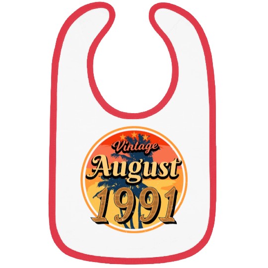 1991 August Birthday Greeting Bibs