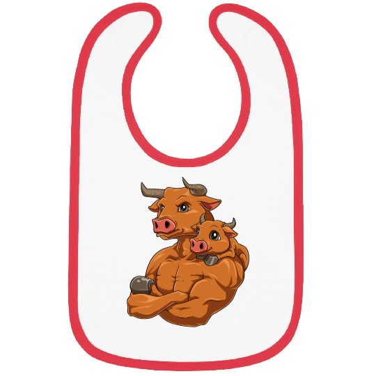 Strong Bull with Baby Bull for a Bull lover Bibs
