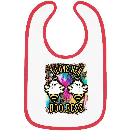 Halloween I love her Boo Bees Tie Dye Bibs