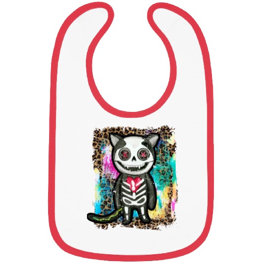 Halloween Zombie Skeleton Cat Tie Dye Bibs