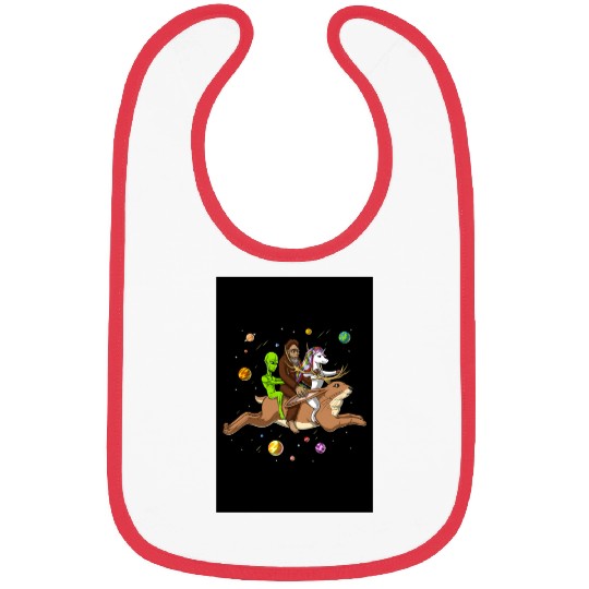 Alien Bigfoot Unicorn Riding Jackalope Bibs