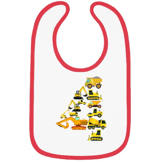 4th Birthday Construction Trucks For 4 Year Old Bibs