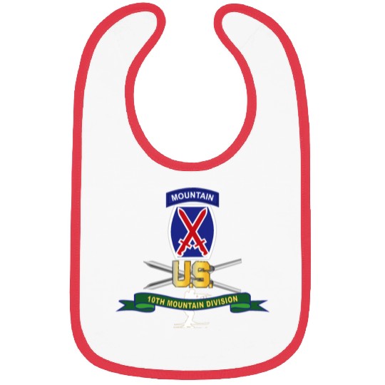 Army 10th Mountain Division SSI w Ski Branch Ribbo Bibs