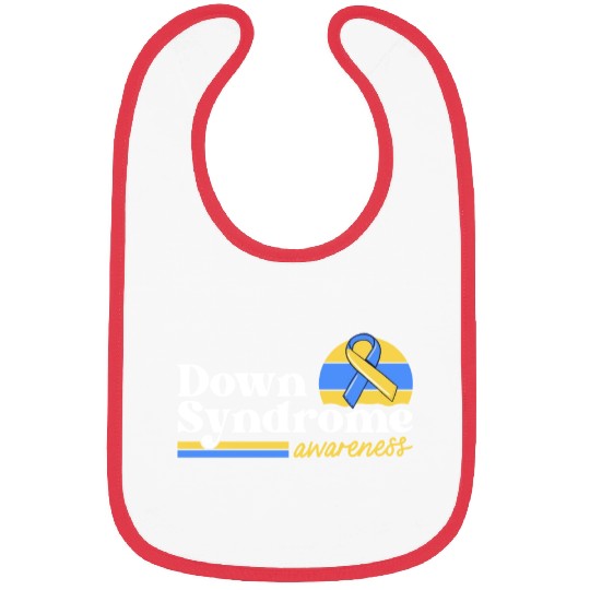 Down Syndrome Awareness Retro Sunset Yellow Blue Bibs