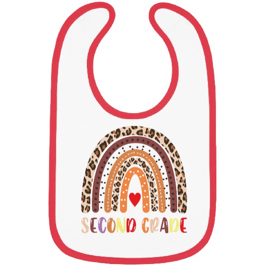 Second Grade Teacher Leopard Rainbow Bibs