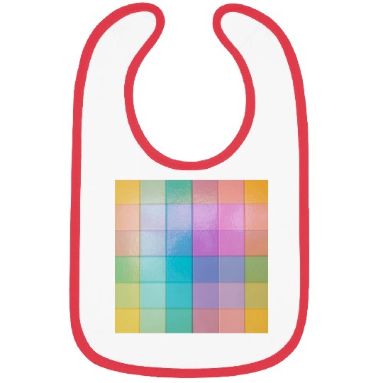 Rainbow Shimmer Multi Squares Pattern Bibs