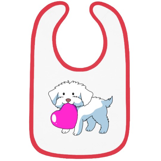 Womens Heart Dog Kawaii Cute Maltese Bibs