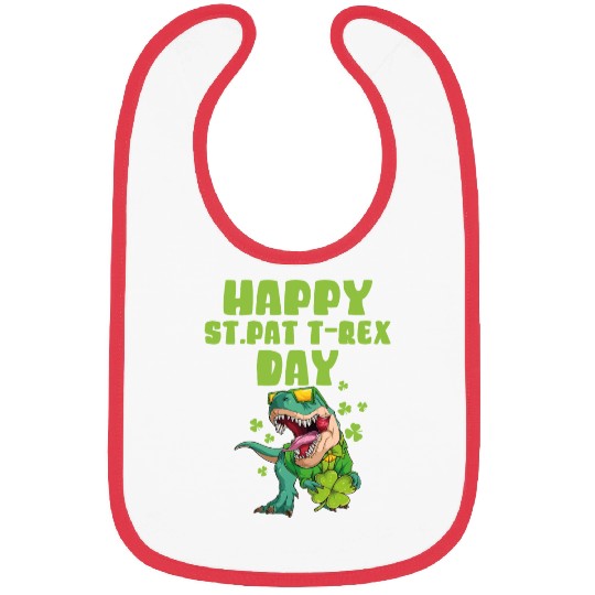 Kids Happy St Pat Trex Day Dino St Patrick Toddler Bibs